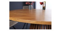 Table de salle à manger TALMA – Ronde diamètre 120 cm – Bois massif d’acacia verni – Style rustique