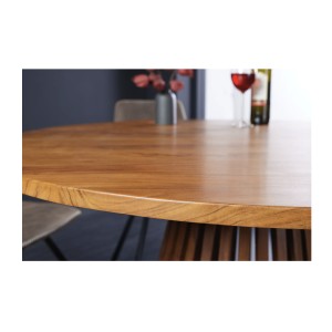 Table de salle à manger TALMA – Ronde diamètre 120 cm – Bois massif d’acacia verni – Style rustique