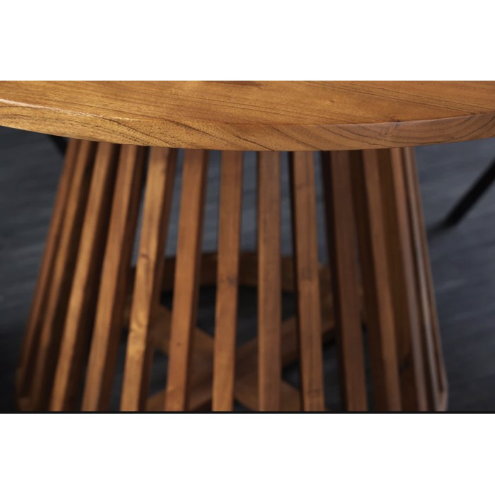 Esstisch TALMA – Rund Durchmesser 120 cm – Massives lackiertes Akazienholz – Rustikaler Stil