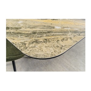 Zoom sur le coin de la table VORTEX beige