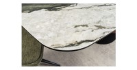 Table de salle à manger VORTEX – Extensible 180 à 260 cm – Plateau céramique aspect marbre gris – Pieds métal – Style moderne