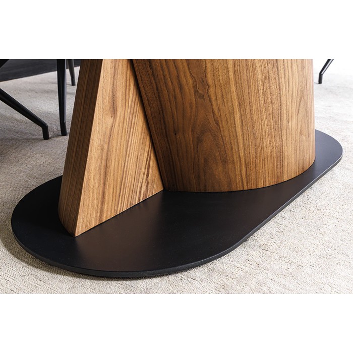 Tavolo da pranzo VORTEX – Estensibile da 180 a 260 cm – Piano in ceramica effetto marmo grigio – Gambe in metallo – Stile modern