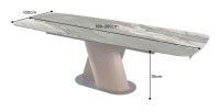 Table de salle à manger VORTEX – Extensible 180 à 260 cm – Plateau céramique aspect marbre gris – Pieds métal – Style moderne