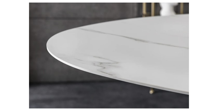 Zoom sur le plateau de la table AERIS blanche