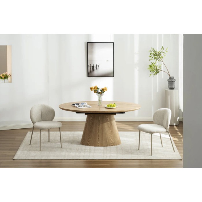 Eettafel LUMEA - Ovaal uitschuifbaar 160 tot 200 cm - Houtlook - Rustieke stijl