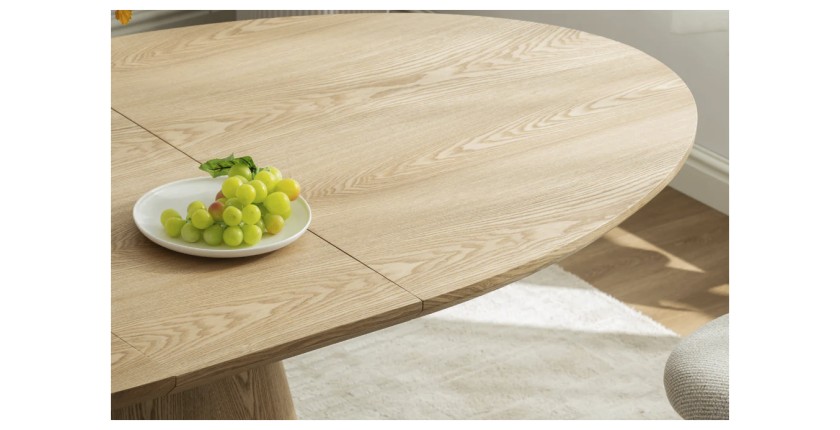 Zoom sur le plateau de la table LUMEA bois