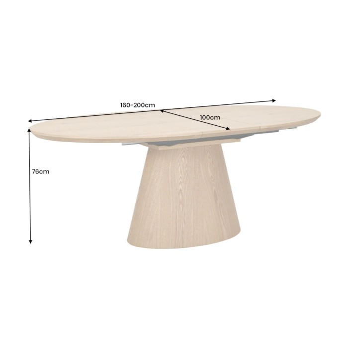 Eettafel LUMEA - Ovaal uitschuifbaar 160 tot 200 cm - Houtlook - Rustieke stijl