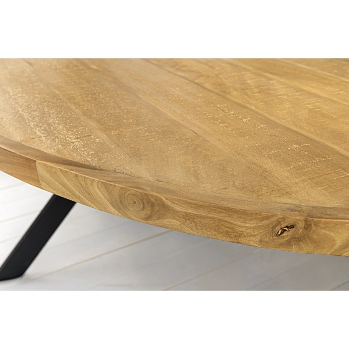 Table SOLARA – Ovale 240 cm – Legno massiccio di mango verniciato e gambe in metallo – Stile industriale