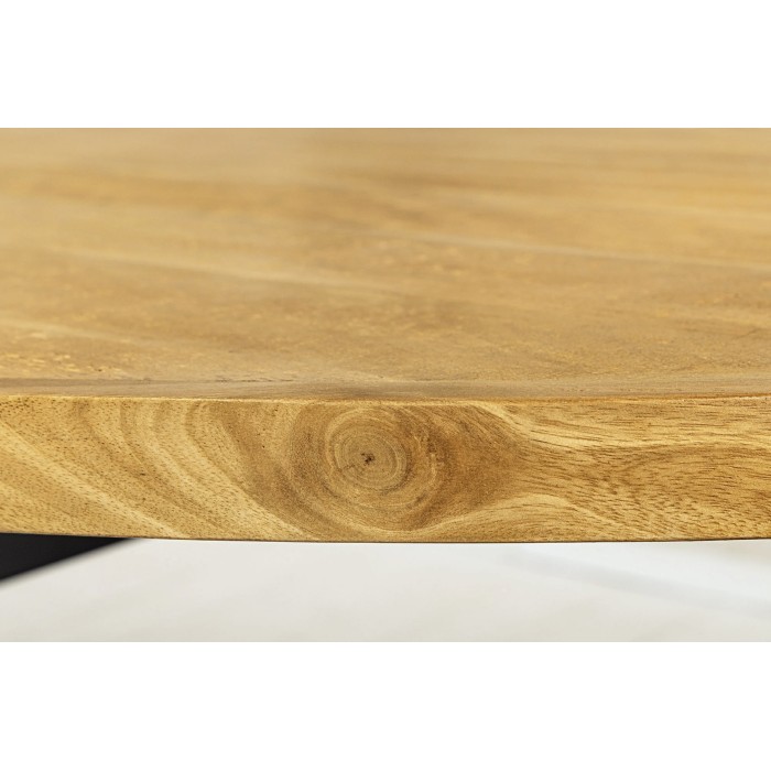 Table SOLARA – Ovale 240 cm – Legno massiccio di mango verniciato e gambe in metallo – Stile industriale