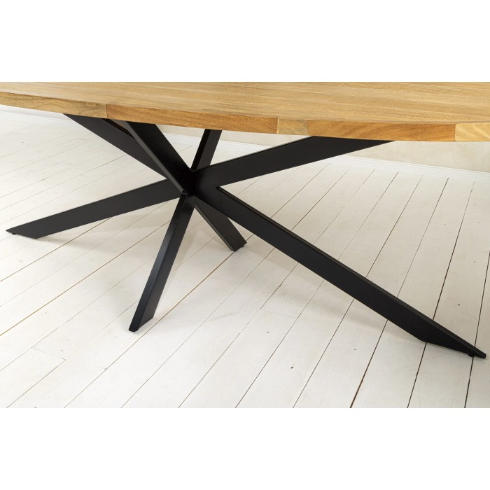 Table SOLARA – Ovale 240 cm – Legno massiccio di mango verniciato e gambe in metallo – Stile industriale