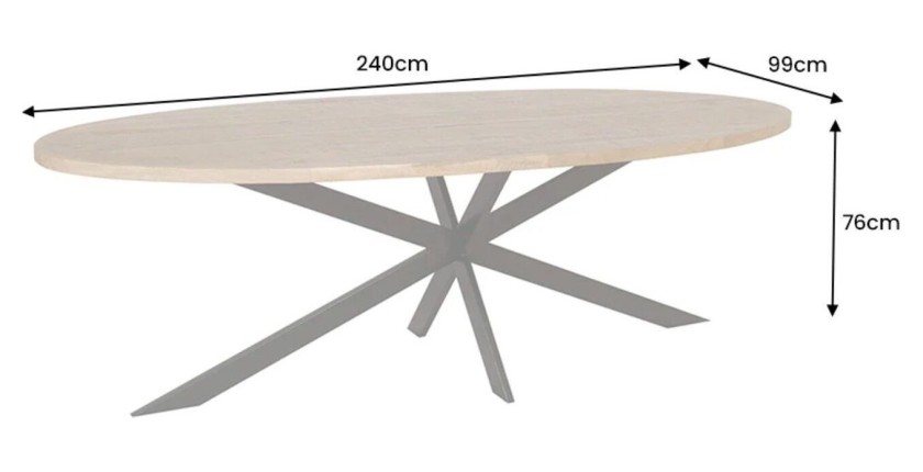 Table ovale SOLARA bois dimensions