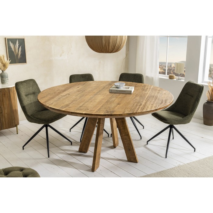 Tisch für das Esszimmer ELYA – Rund Durchmesser 140 cm – Massivholz Mango – Rustikaler Stil