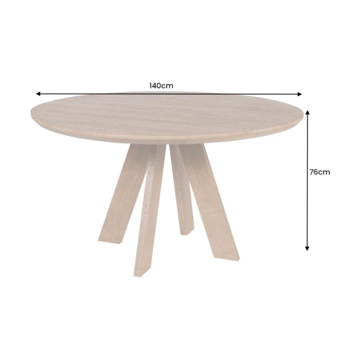 Tisch für das Esszimmer ELYA – Rund Durchmesser 140 cm – Massivholz Mango – Rustikaler Stil