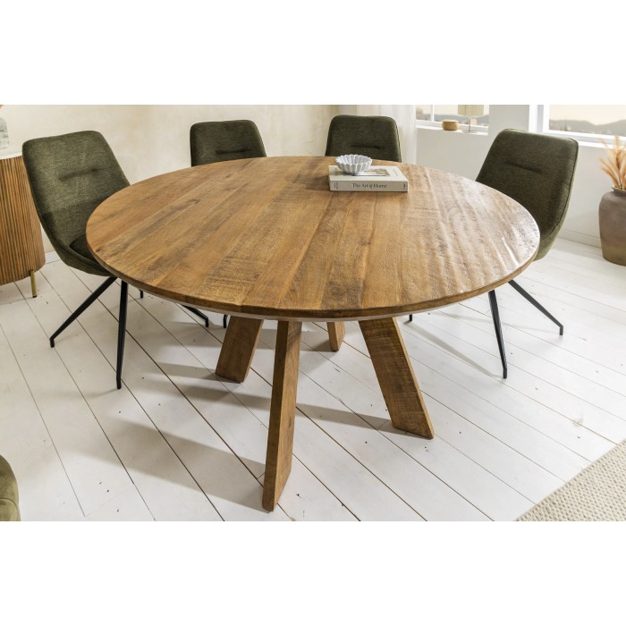 Tisch für das Esszimmer ELYA – Rund Durchmesser 140 cm – Massivholz Mango – Rustikaler Stil