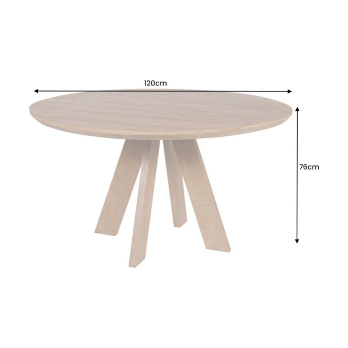 Eettafel ELYA - Rond diameter 120 cm - Massief mangohout - Rustieke stijl