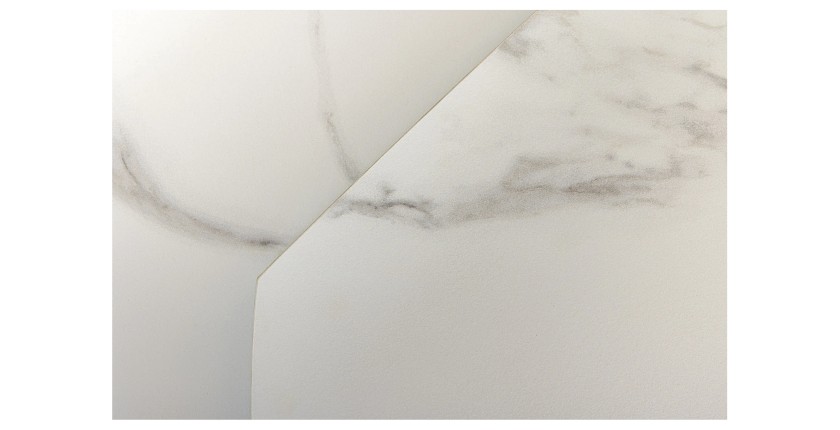 Zoom sur le plateau de la table ATONIA blanche