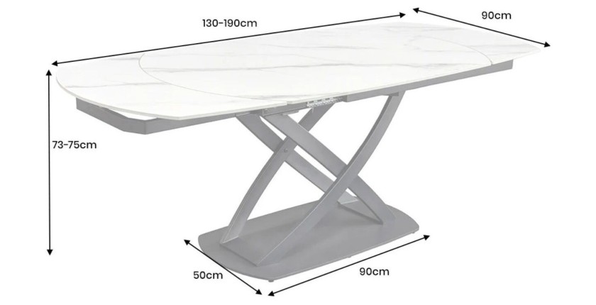 Table ATONIA blanche dimensions