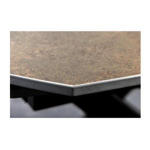 Zoom sur le coin de la table ATONIA bronze