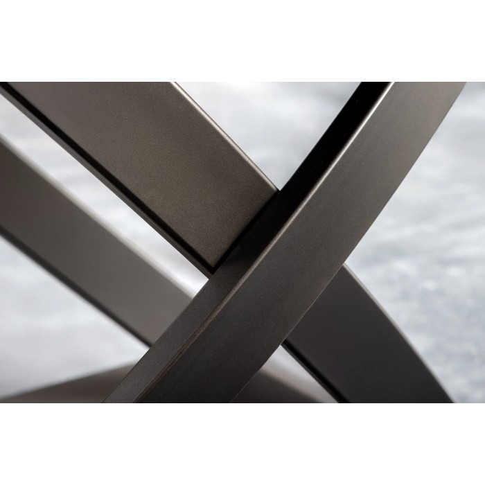 Mesa ATONIA – Ovalada extensible 130 a 190 cm – Tablero cerámico efecto mármol bronce – Patas de metal – Estilo moderno