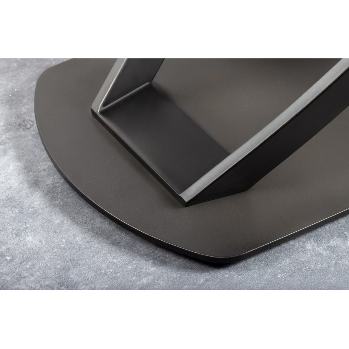 Mesa ATONIA – Ovalada extensible 130 a 190 cm – Tablero cerámico efecto mármol bronce – Patas de metal – Estilo moderno