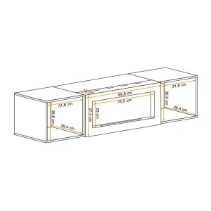 Meuble TV FLY – 2 portes + cheminée bio-éthanol intégrée – Chêne clair