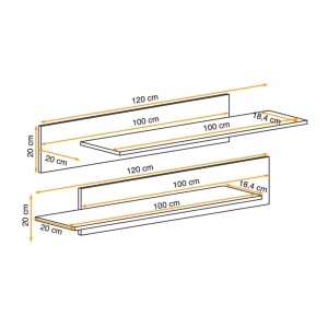 Étagère FLY – Lot de 2 – Chêne clair