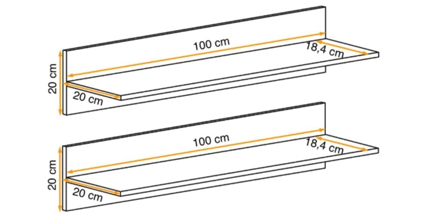 Étagère FLY – Lot de 2 – Chêne clair