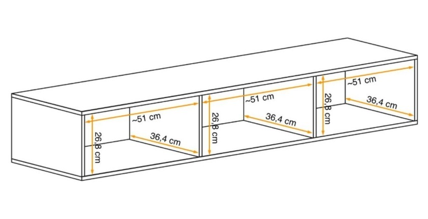 Meuble TV FLY – Cachemire mat – 3 niches fermées avec abattant