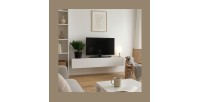 Meuble TV FLY – Cachemire mat – 3 niches fermées avec abattant