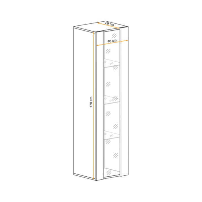Vetrina FLY – Cashmere opaco – 1 porta a vetro con LED integrato
