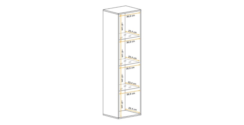 Vitrine FLY cachemire ouverte dimensions