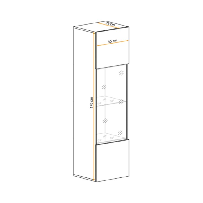 Vetrina FLY cachemire con LED – 1 porta parzialmente vetrata