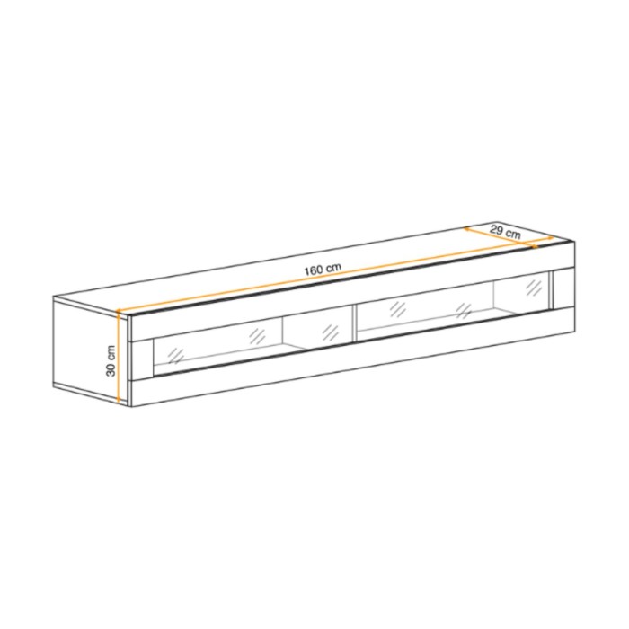 Vetrina orizzontale FLY cachemire – 1 porta a vetro con LED
