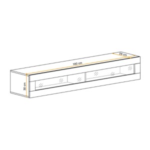 Vitrine horizontale vitrée FLY cachemire dimensions