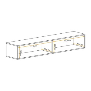 Vitrine horizontale vitrée FLY cachemire ouverte dimensions