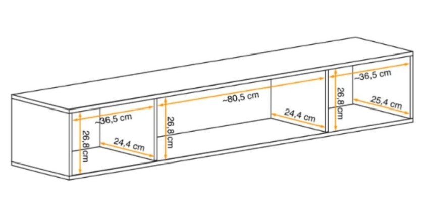 Vitrine horizontale partielle FLY cachemire ouverte dimensions