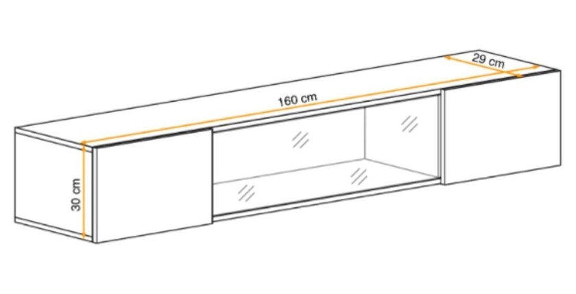 Vitrine horizontale partielle FLY cachemire dimensions