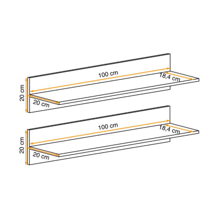 FLY Kastanje – set van 2 Scandinavisch design wandplanken