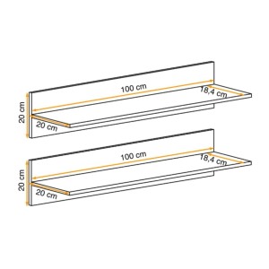 Étagère FLY cachemire – lot de 2 étagères murales design scandinave
