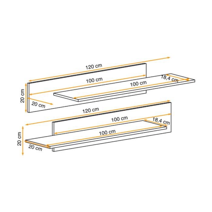 FLY Kastanje – set van 2 Scandinavisch design wandplanken