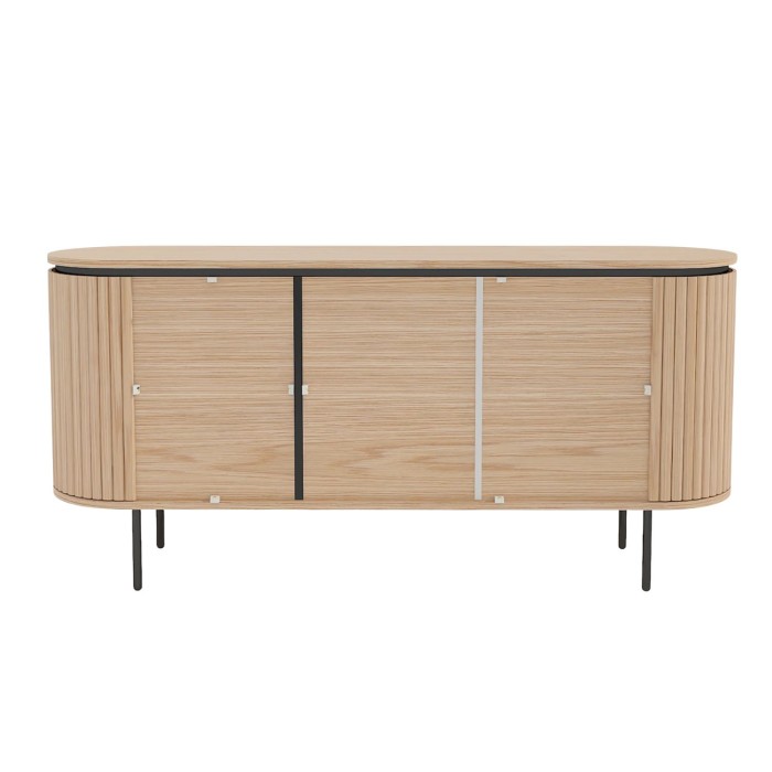 Buffet 160 cm 3 portes chêne clair et noir – Collection SÖREN