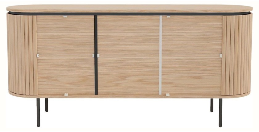 Buffet 160 cm 3 portes chêne clair et noir – Collection SÖREN