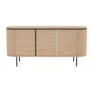 Buffet 160 cm 3 portes chêne clair et noir – Collection SÖREN