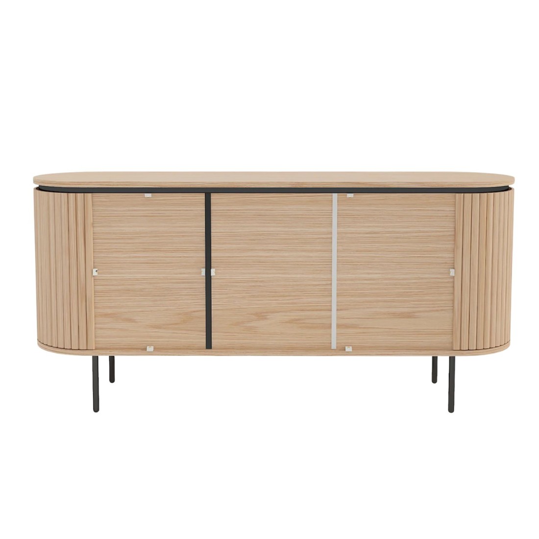 Buffet 160 cm 3 portes chêne clair et noir – Collection SÖREN