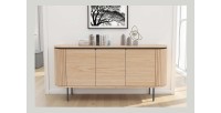 Buffet 160 cm 3 portes chêne clair et noir – Collection SÖREN