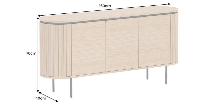 Buffet 160 cm 3 portes chêne clair et noir – Collection SÖREN