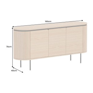 Buffet 160 cm 3 portes chêne clair et noir – Collection SÖREN