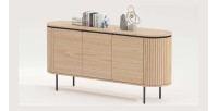 Buffet 160 cm 3 portes chêne clair et noir – Collection SÖREN