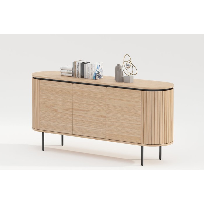 Buffet 160 cm 3 porte rovere chiaro e nero – Collezione SÖREN