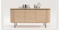 Buffet 160 cm 3 portes chêne clair et noir – Collection SÖREN